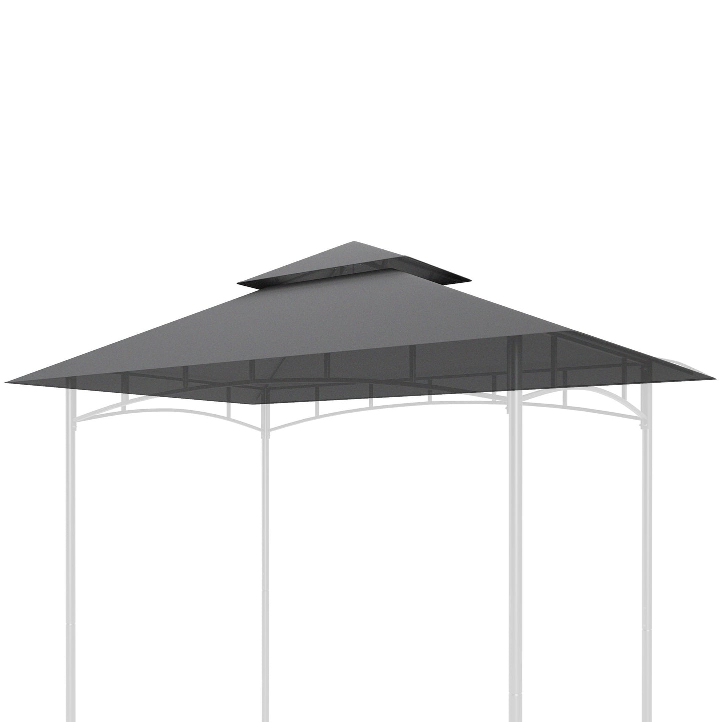 Grill Gazebo Replacement Canopy Roof for 1.5 x 2.4m Frame, UPF50+ Protection, Double Tiered 5' x 8' Outdoor BBQ Gazebo Cover Replacement, TOP COVER ONLY, Dark Grey
