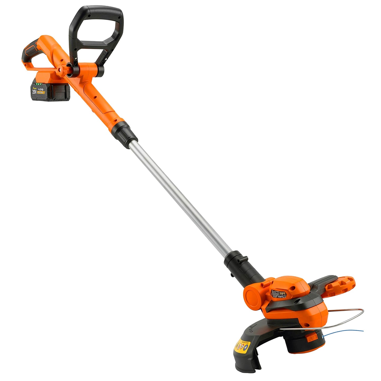 Cordless Strimmer with 2 x 4.0Ah Lithium Batteries & Charger, 2-in-1 Lightweight Cordless Grass Trimmer and Lawn Edger with Adjustable Pole, Head & Handle, 8000 RPM, 25cm Cutting Width
