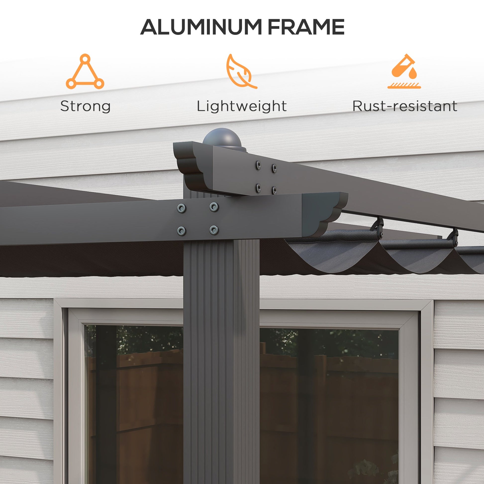 3 x 4m Pergola with Retractable Roof, Aluminium Frame Garden Gazebo Canopy Outdoor Sun Shade Shelter for Grill, Patio, Deck, Dark Grey