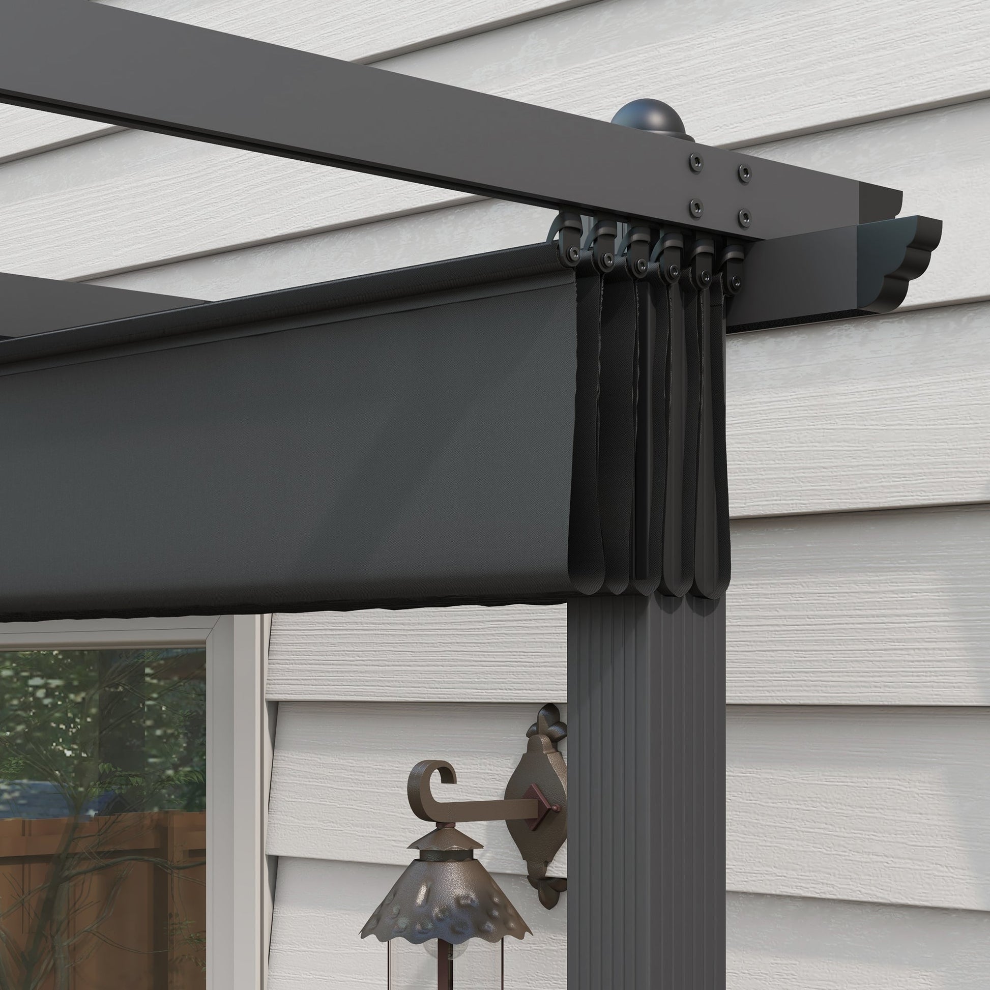 3 x 4m Pergola with Retractable Roof, Aluminium Frame Garden Gazebo Canopy Outdoor Sun Shade Shelter for Grill, Patio, Deck, Dark Grey