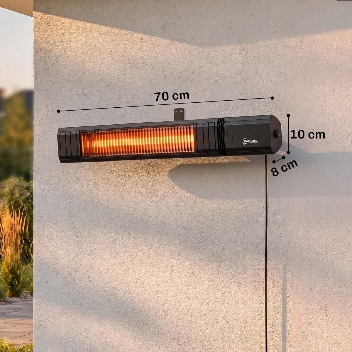 2000 W Electric Infrared Patio Heater, Wall Mounted IP65 Waterproof Outdoor Garden Heater with APP/Touch/Remote Control, 9 Heat Settings, 24H Timer for Indoor & Outdoor, Black