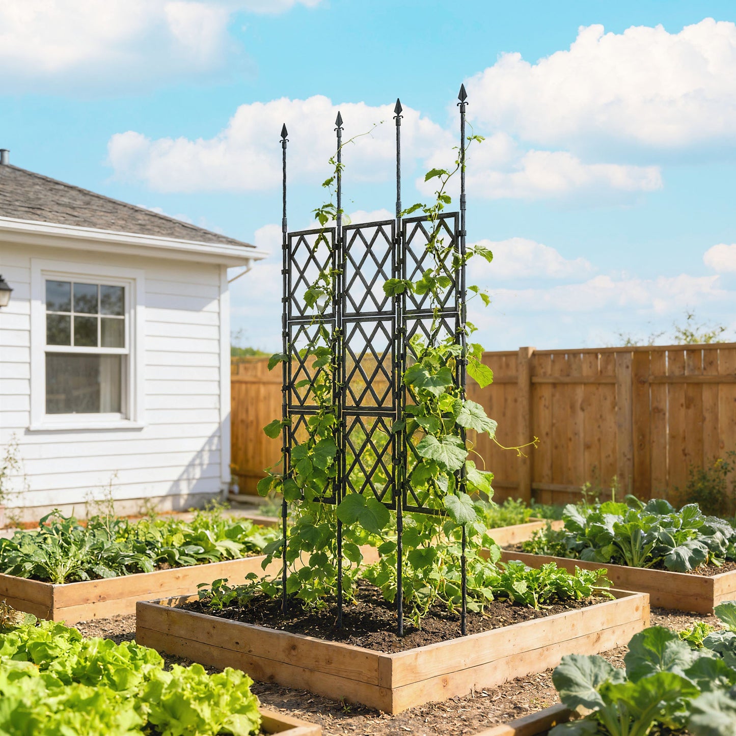 Foldable Garden Trellis, Lattice Climbing Support Trellis for Garden, DIY Assembly for Vines, Vegetables, Flowers, Fruits, 85 x 197 cm, Black