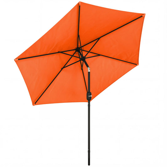 2.6 m Garden Parasol Umbrella with Aluminium Pole, Outdoor Table Market Patio Umbrella Sun Shade with Tilt and Crank, Vent, Orange