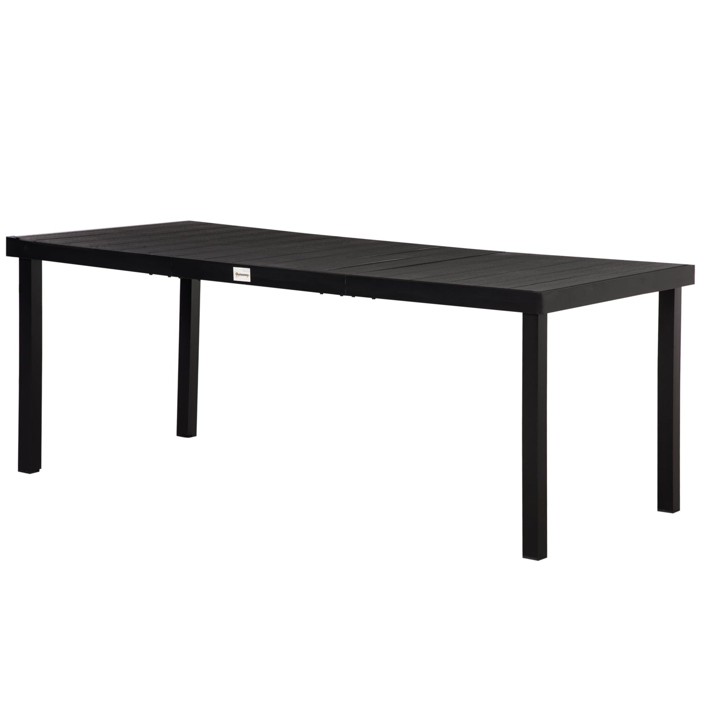 Garden Table for 8 People, Rectangular Aluminium Outdoor Dining Table with All-Weather Faux Wood Top for Garden, Patio, 190 x 90 x 74 cm, Black