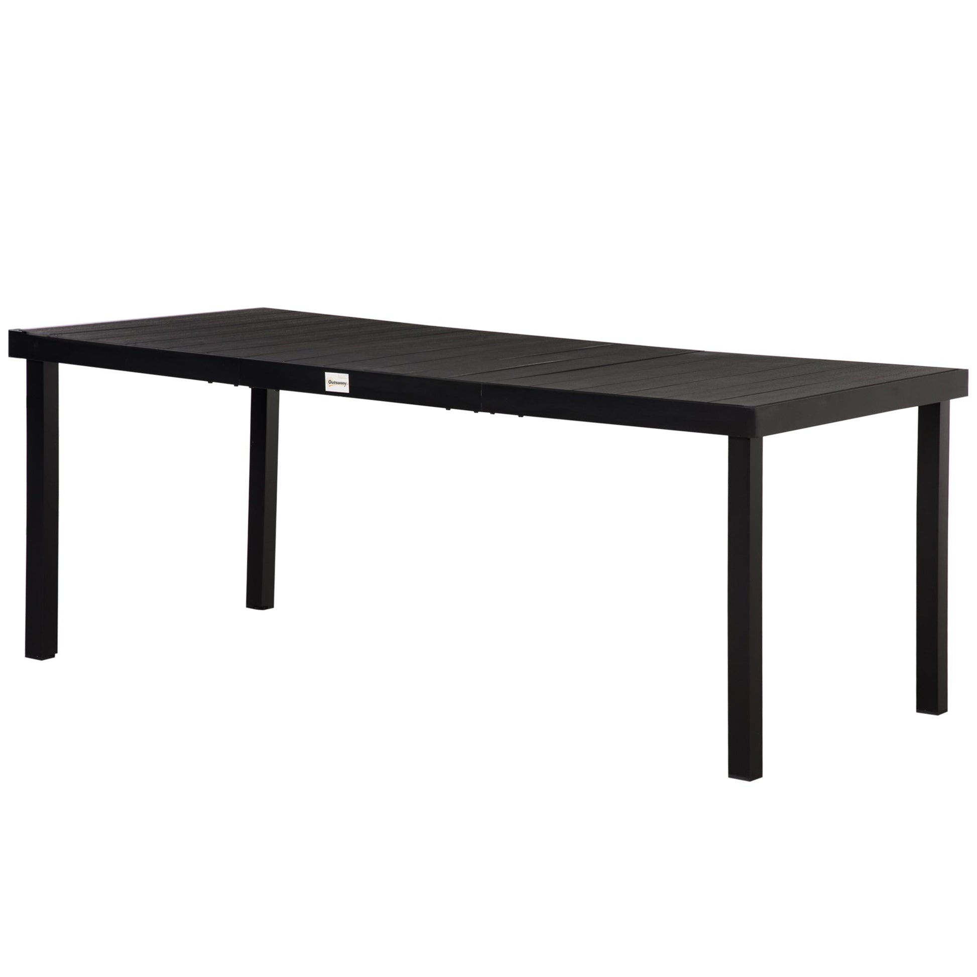 Garden Table for 8 People, Rectangular Aluminium Outdoor Dining Table with All-Weather Faux Wood Top for Garden, Patio, 190 x 90 x 74 cm, Black