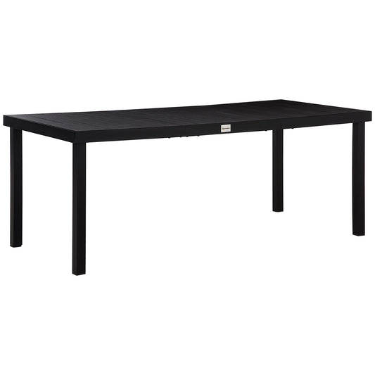 Garden Table for 8 People, Rectangular Aluminium Outdoor Dining Table with All-Weather Faux Wood Top for Garden, Patio, 190 x 90 x 74 cm, Black