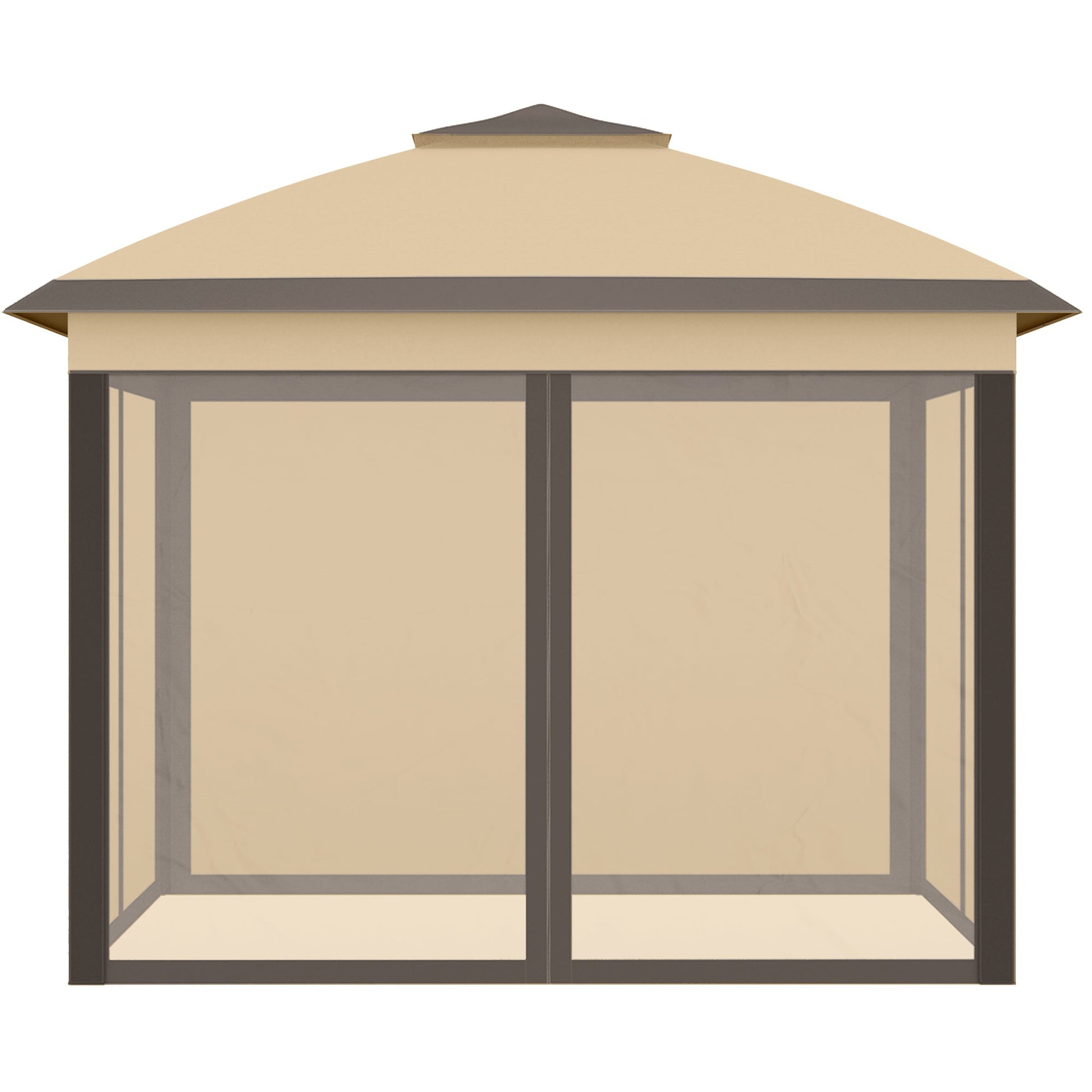 3.3 x 3.3m Pop Up Gazebo, Double Roof Foldable Canopy Tent with Zipped Mesh Sidewalls, Height Adjustable and Carrying Bag, Event Tent for Patio Garden, Beige