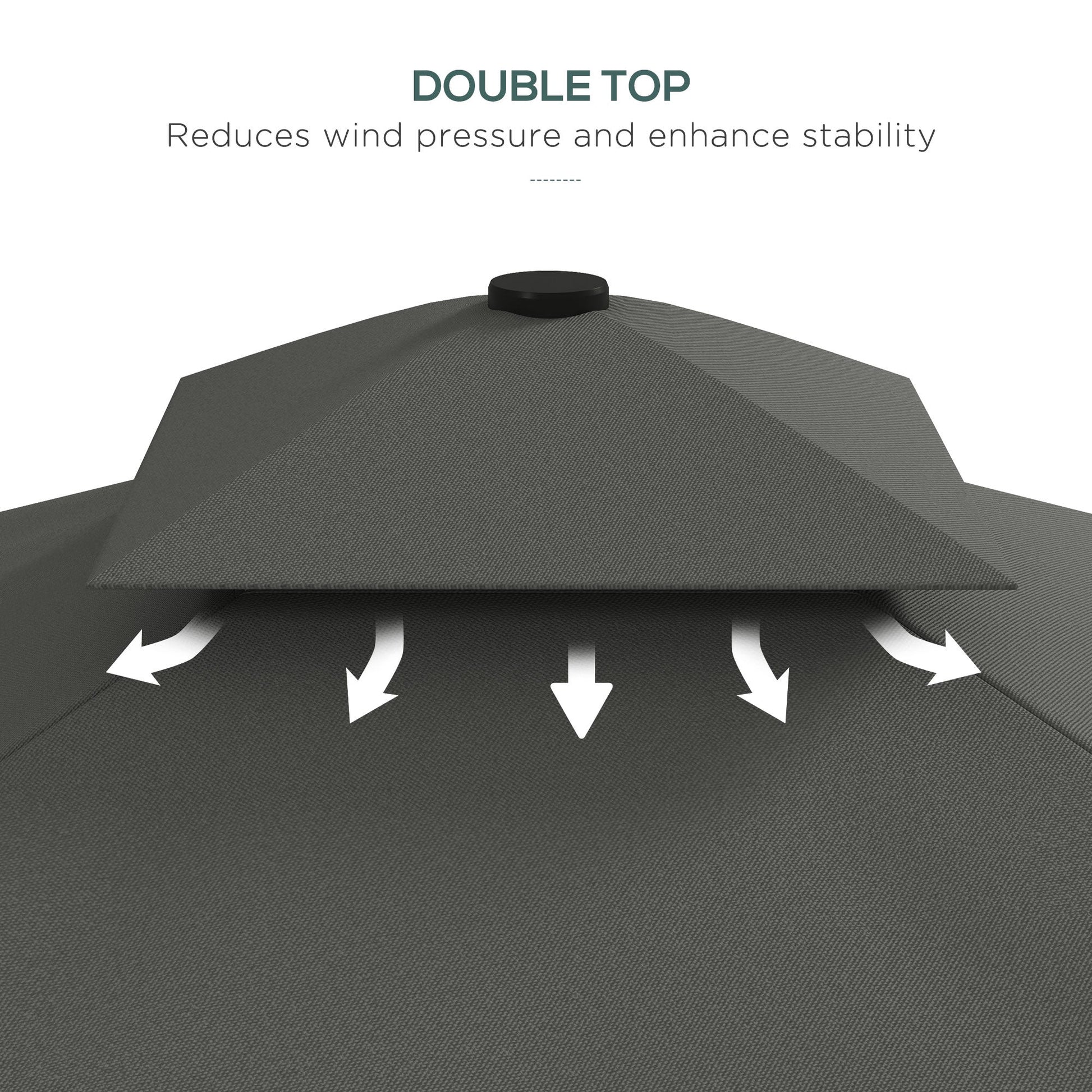 2.5m Cantilever Parasol with Easy Lever, Square Double Top Garden Parasol Umbrella with Ruffles and Cross Base, Overhanging Outdoor Sun Shades, Dark Grey