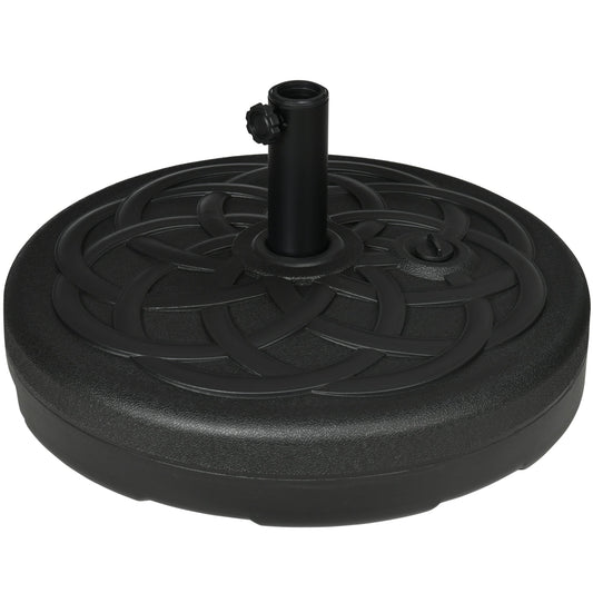 Garden Parasol Base Holder, Outdoor Market Umbrella Stand Weight with Built-In Handle, 25kg Water or 35kg Sand Filled, Black