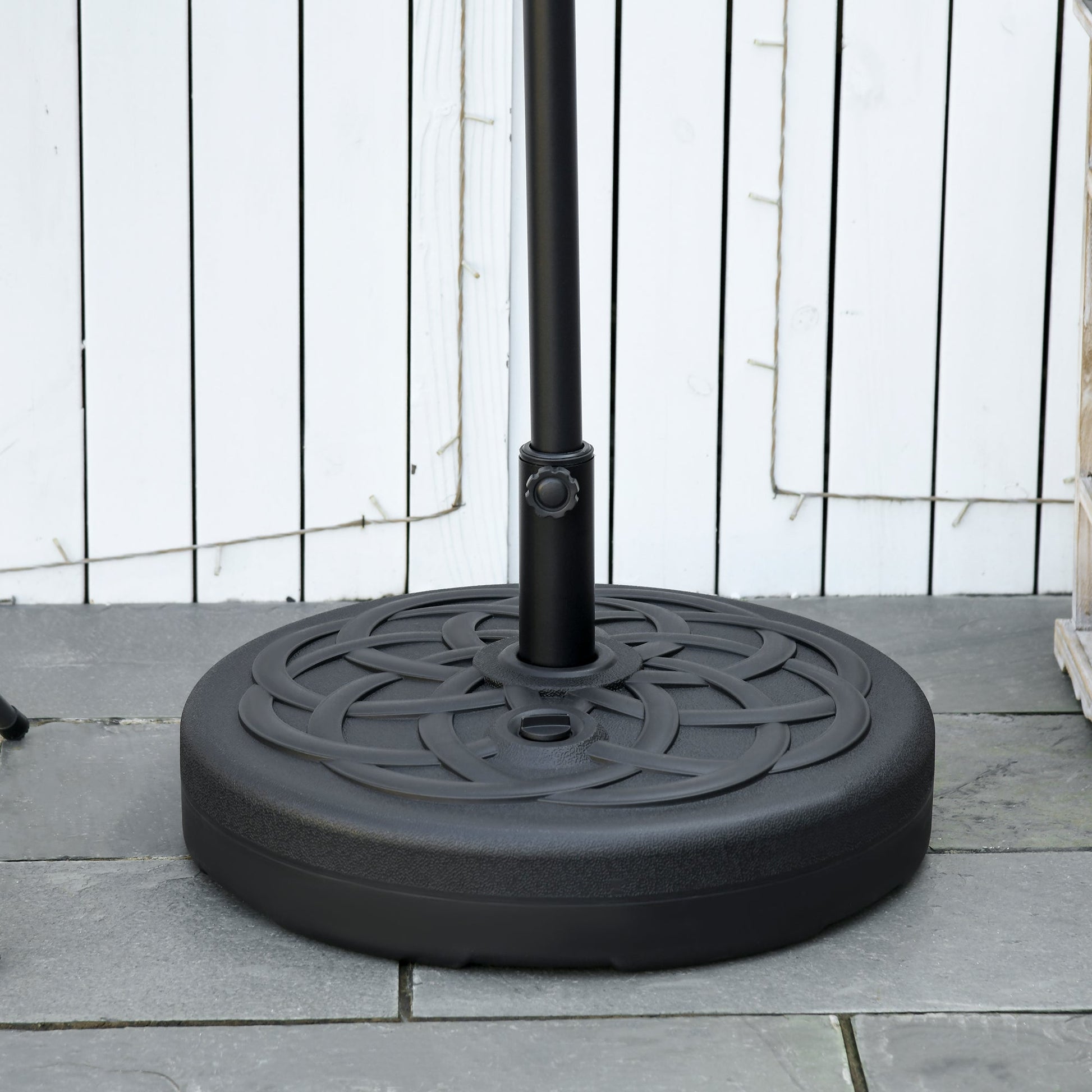 Garden Parasol Base Holder, Outdoor Market Umbrella Stand Weight with Built-In Handle, 25kg Water or 35kg Sand Filled, Black