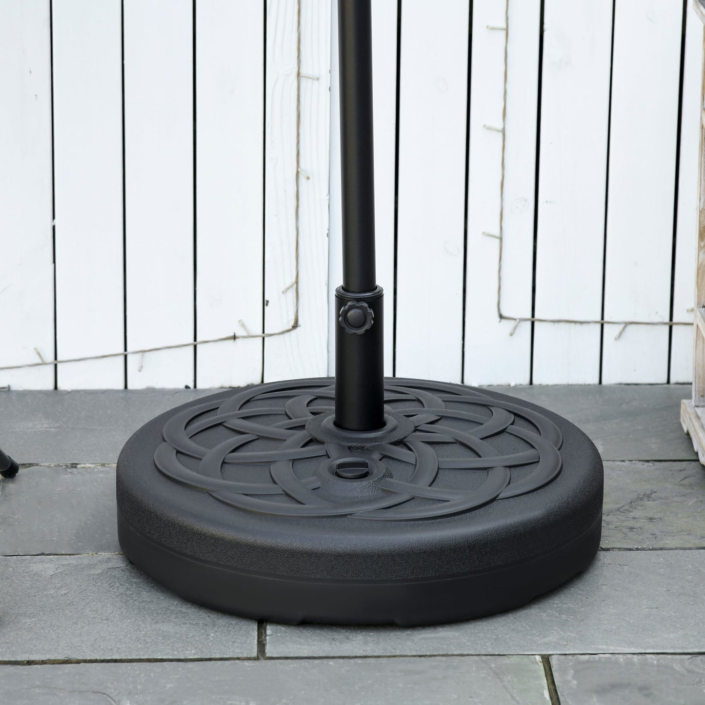 Garden Parasol Base Holder, Outdoor Market Umbrella Stand Weight with Built-In Handle, 25kg Water or 35kg Sand Filled, Black