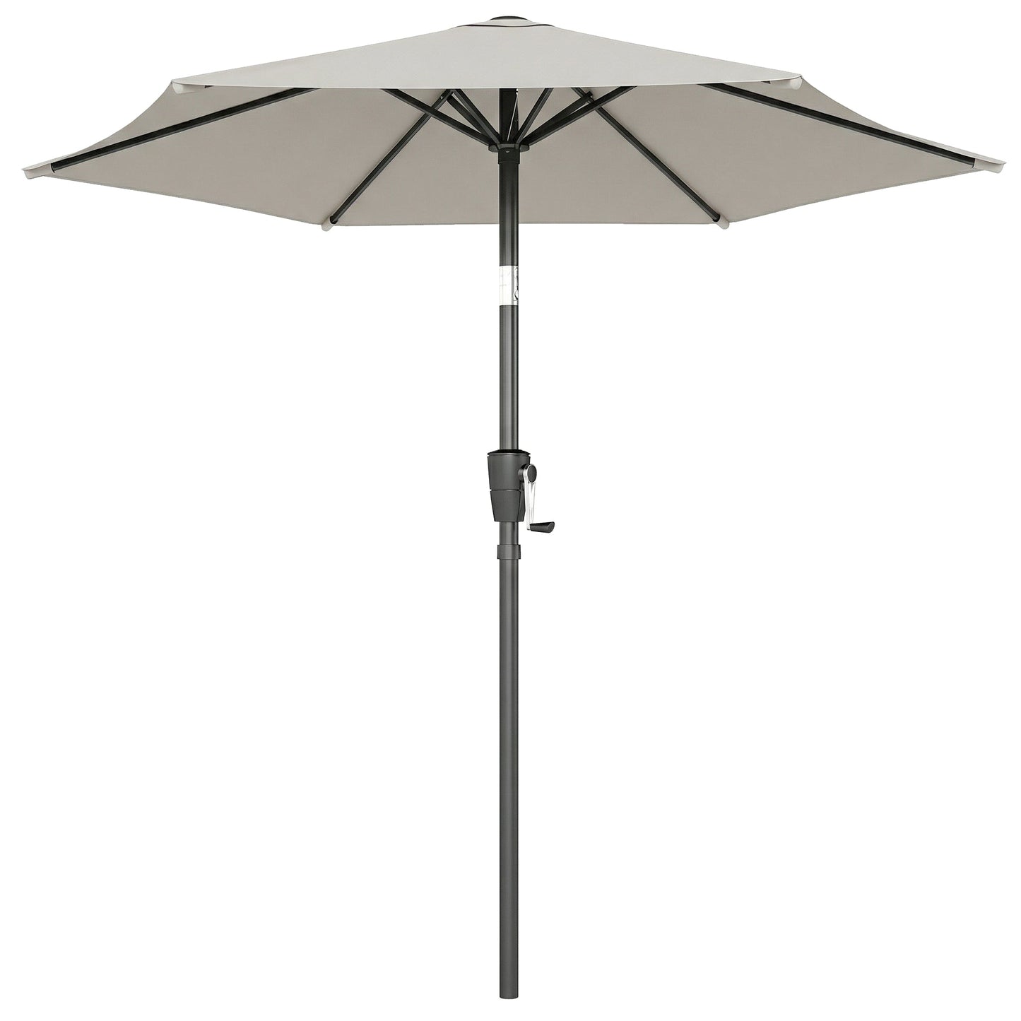 2m Garden Parasol Umbrella, Outdoor Table Parasol Umbrella with Crank Handle, Tilt Function, UV30+ Protection, Sun Shade Canopy for Patio, Beach, Light Grey