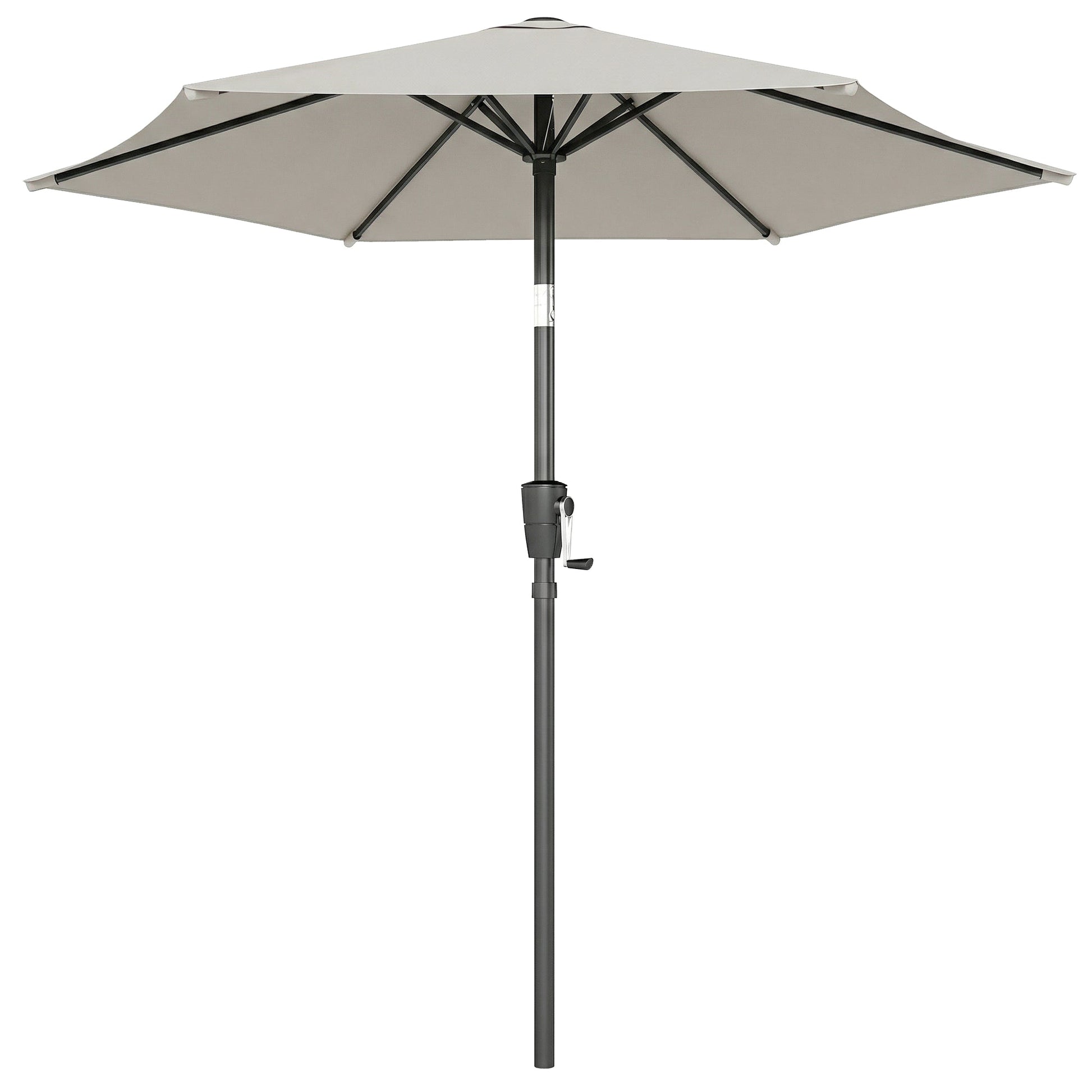 2m Garden Parasol Umbrella, Outdoor Table Parasol Umbrella with Crank Handle, Tilt Function, UV30+ Protection, Sun Shade Canopy for Patio, Beach, Light Grey