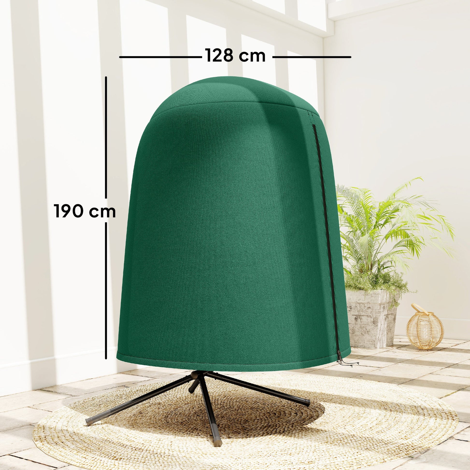Hanging Egg Chair Cover, Outdoor Single Swing Chair Cover, Waterproof Anti-dust Furniture Protector with Zipper, 420D Oxford Fabric for Φ128 x 190H cm Stand, Green