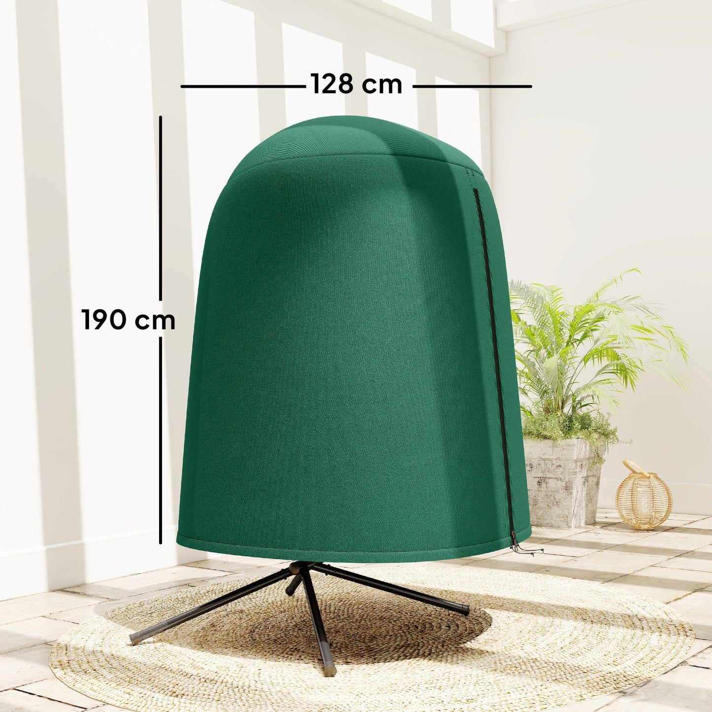 Hanging Egg Chair Cover, Outdoor Single Swing Chair Cover, Waterproof Anti-dust Furniture Protector with Zipper, 420D Oxford Fabric for Φ128 x 190H cm Stand, Green