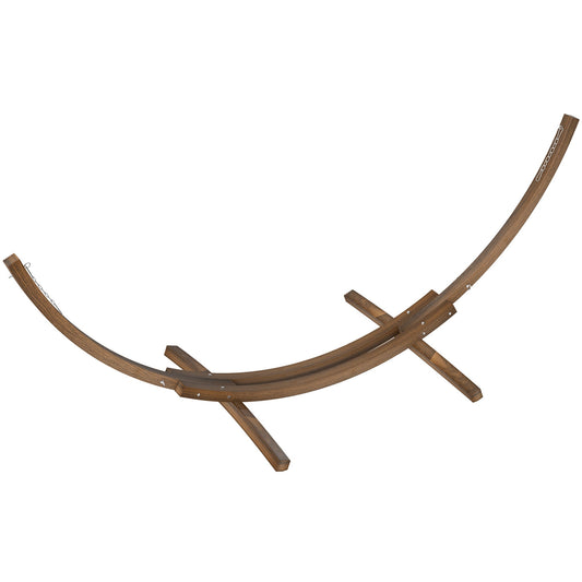 3(m) Wooden Hammock Stand, 1 Person Hammock Frame with Chain and Safety Buckles, Pine Wood Arc Stand for Garden, Patio, Outdoor and Indoor, Brown