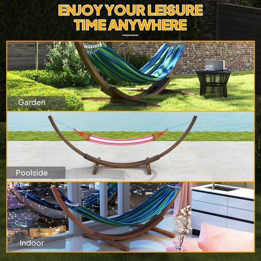 3(m) Wooden Hammock Stand, 1 Person Hammock Frame with Chain and Safety Buckles, Pine Wood Arc Stand for Garden, Patio, Outdoor and Indoor, Brown