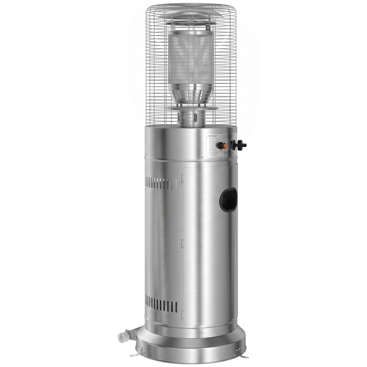 Gas Patio Heater, 13 kW Stainless Steel Portable Propane Outdoor Heater with Stepless Heat Control, Pulse Ignition, Protective Mesh, Tip-over Protection, 2 Wheels for Garden, Silver