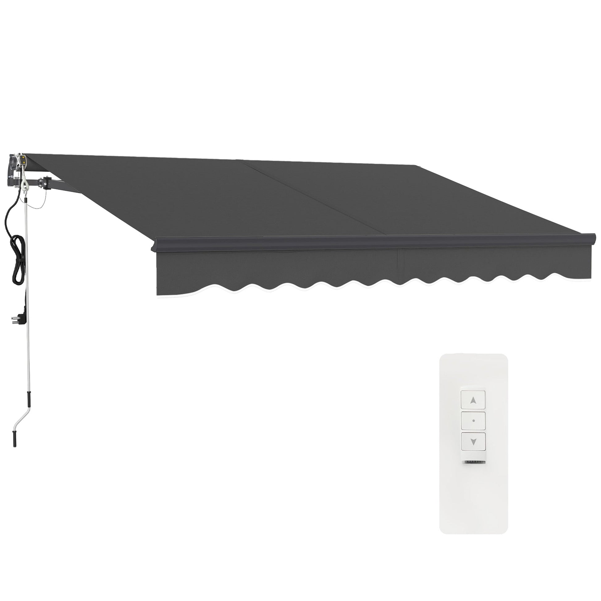 3 x 2.5m Electric Awning with Remote Controller, Aluminium Frame DIY Retractable Awning, UV30+ Sun Shade Canopy for Garden Patio Deck Door Window, Dark Grey