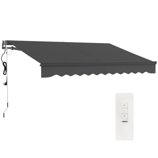 3 x 2.5m Electric Awning with Remote Controller, Aluminium Frame DIY Retractable Awning, UV30+ Sun Shade Canopy for Garden Patio Deck Door Window, Dark Grey