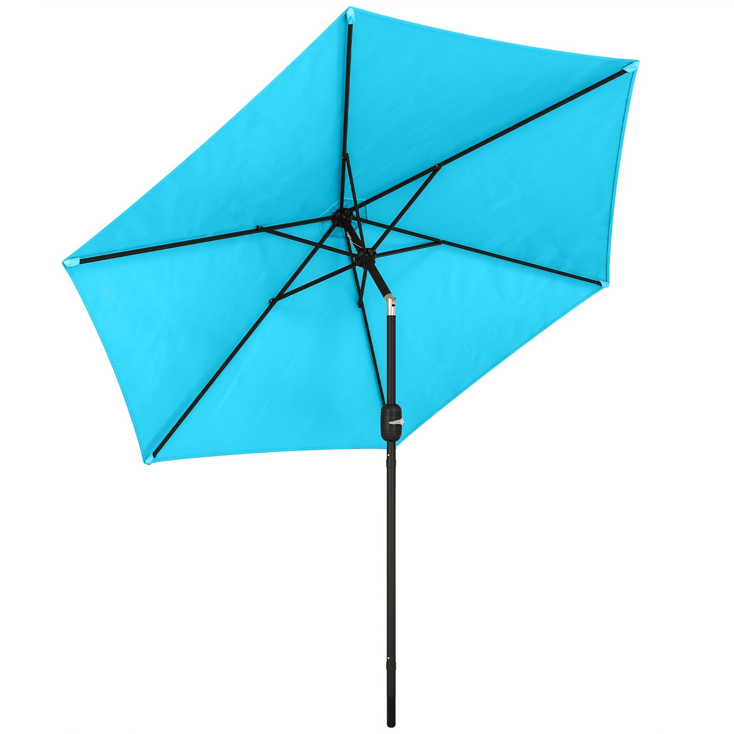 2.6 m Garden Parasol Umbrella with Aluminium Pole, Outdoor Table Market Patio Umbrella Sun Shade with Tilt and Crank, Vent, Blue