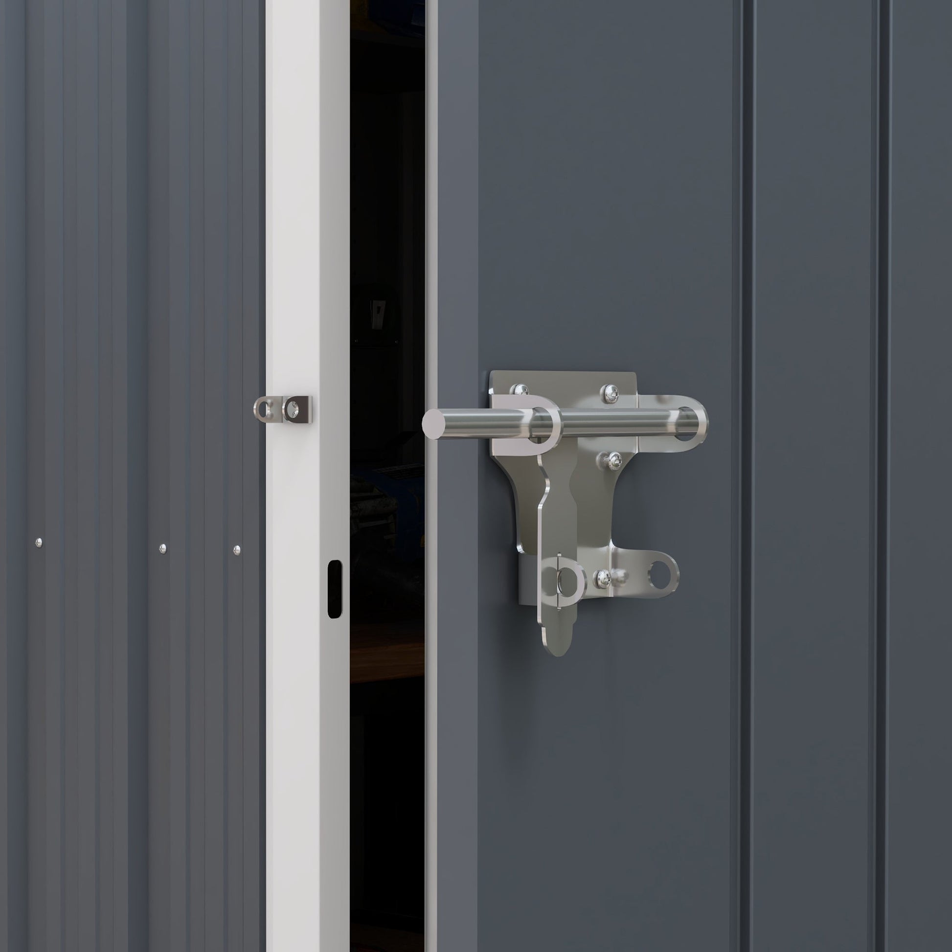 7 x 6 ft Garden Shed, Metal Shed with Single Door, Window and Air Vents, Galvanised Outdoor Lockable Tool Storage House, Dark Grey