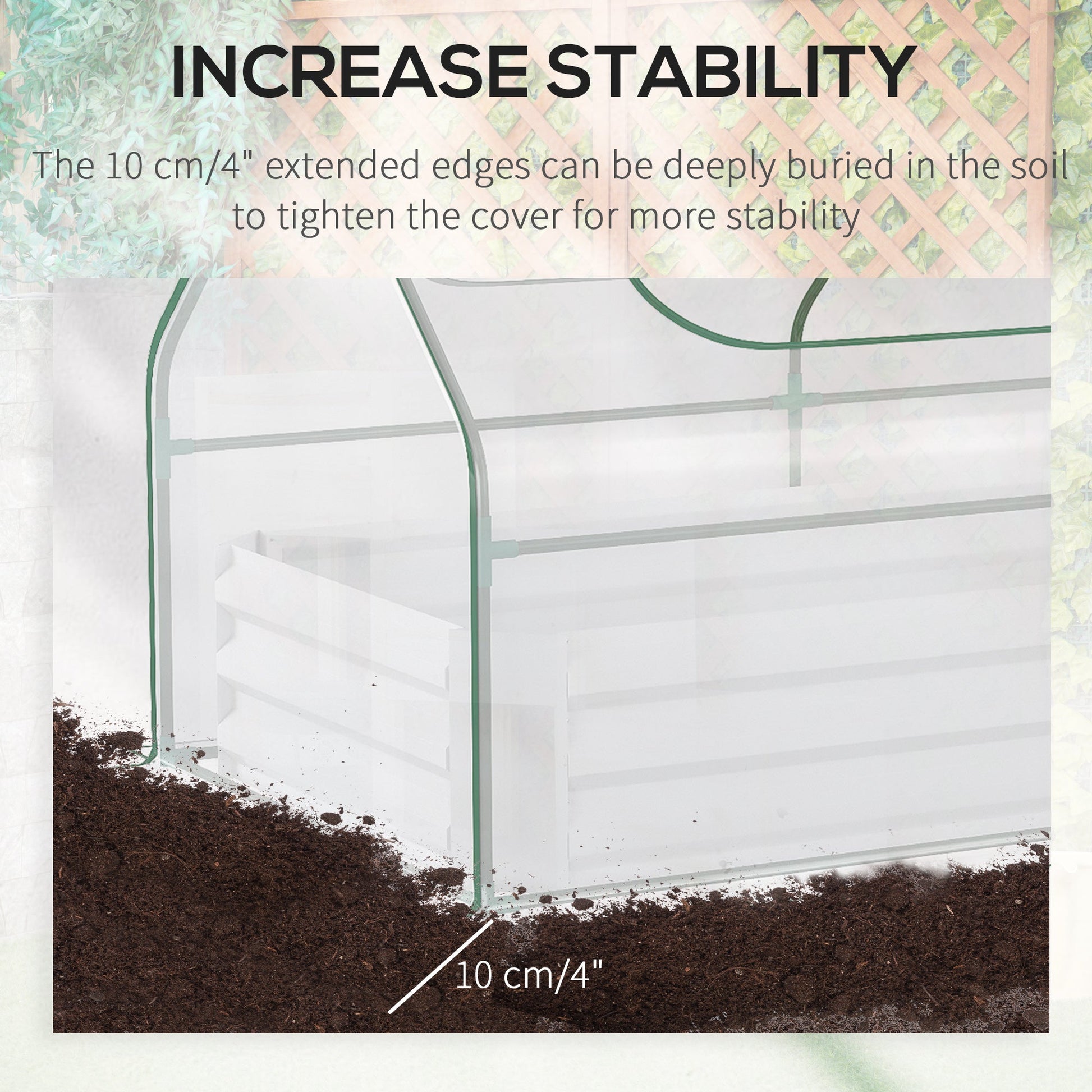 Raised Garden Bed with Greenhouse, Steel Planter Box with Plastic Cover, Roll Up Window, Dual Use for Flowers, Vegetables, Fruits and Herbs, 185L x 95W x 92H cm, Clear