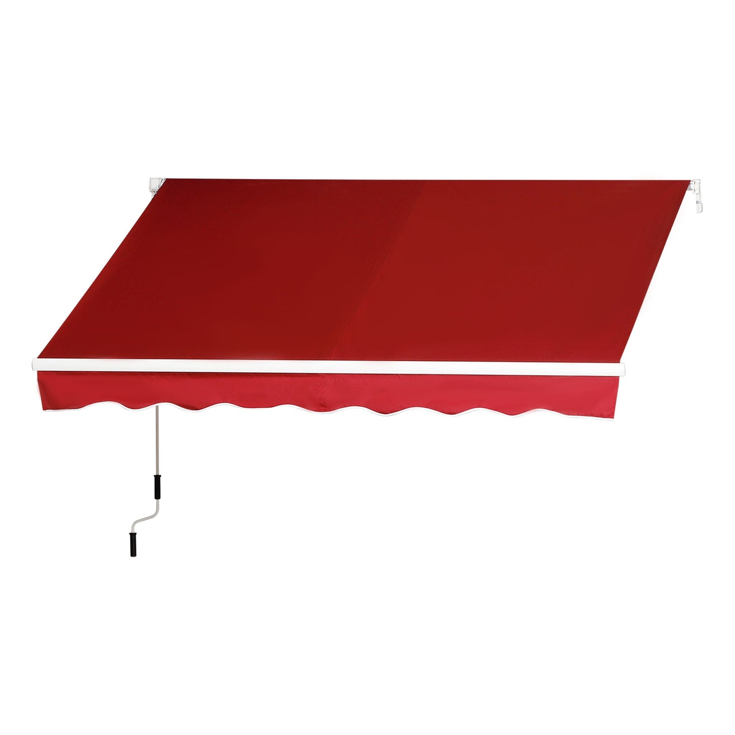 2.5m x 2m Garden Patio Manual Awning Canopy Sun Shade Shelter Retractable with Winding Handle Wine Red