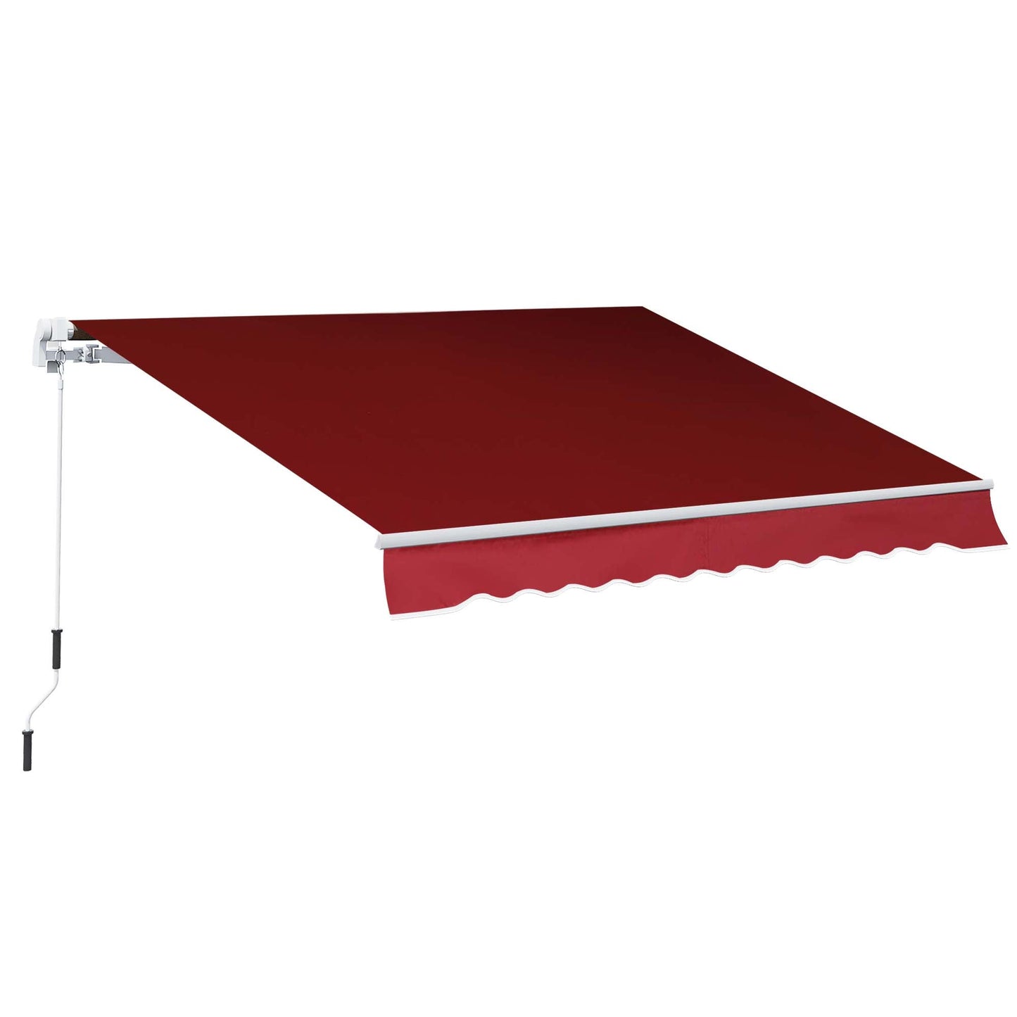 2.5m x 2m Garden Patio Manual Awning Canopy Sun Shade Shelter Retractable with Winding Handle Wine Red