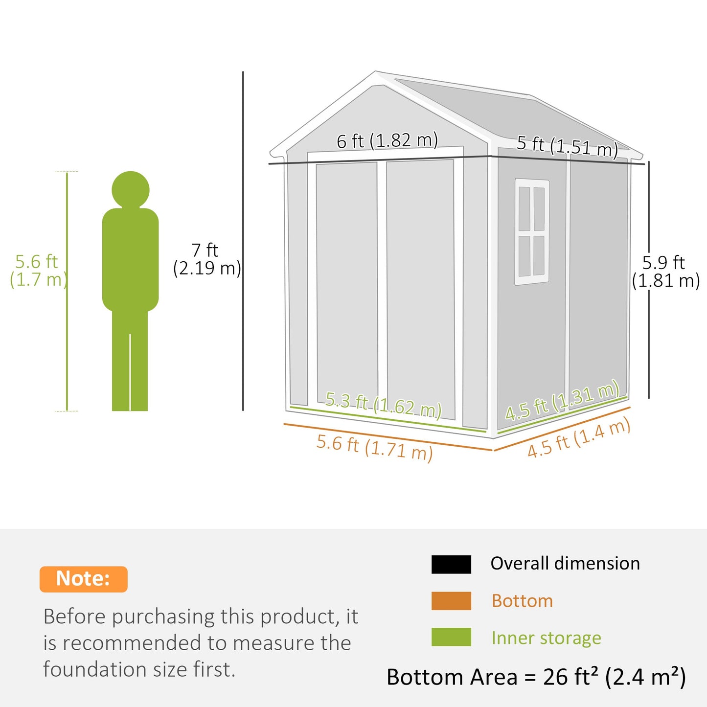 6 x 5ft Garden Shed, Plastic Shed with Floor, Window, Lockable Doors and Vents, Wood Effect Resin Tool Shed for Outdoor Patio, Light Grey