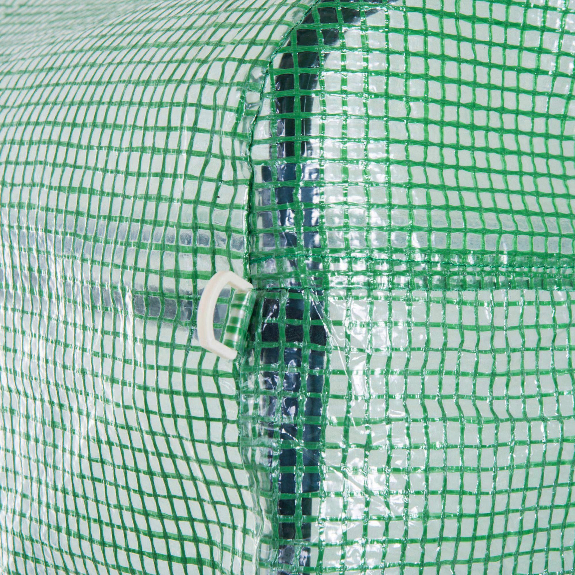 3 x 3 x 2 m Polytunnel Greenhouse with Roll-up Side Walls, Walk-in Grow House Tent with Steel Frame, Reinforced Cover, Zipped Door and 6 Mesh Windows for Garden, Green
