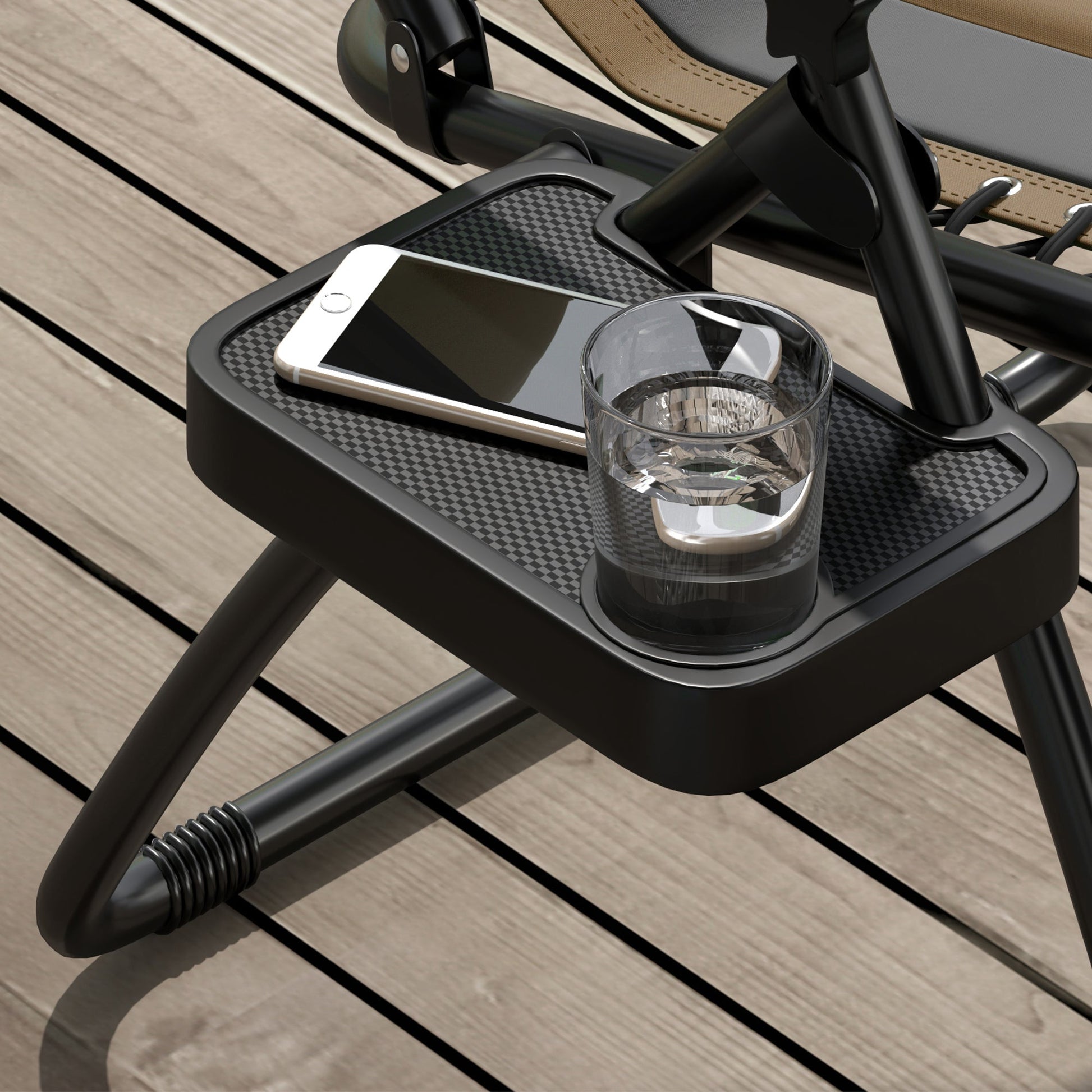 Zero Gravity Lounger Chair Set of 2, Folding Reclining Patio Chair with Padded Seat, Cup Holder, Soft Cushion and Headrest for Poolside, Camping, Coffee