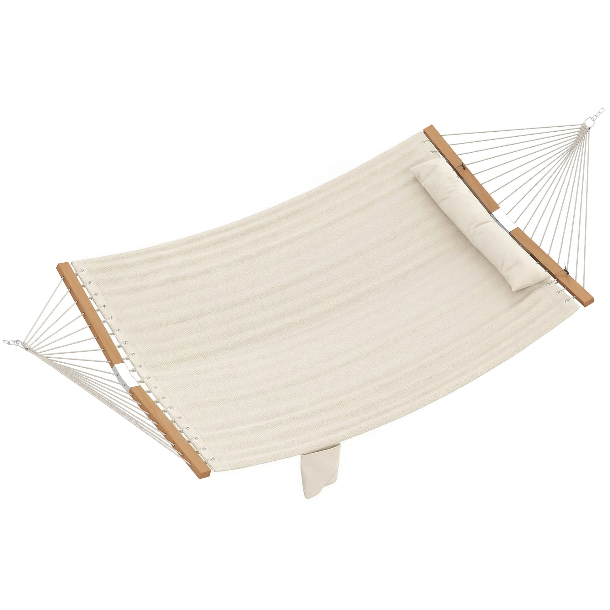 Double Hammock 2-Person with Pillow and Pad, Extra Large 200 x 140 cm, Load Capacity 200 kg, Swing Bed for Patio Porch Garden Lounging Outdoor and Indoor Cream White