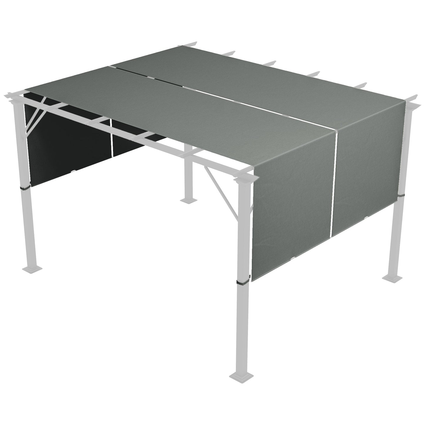2 PCS Pergola Canopy Replacement, 4.9 x 1.2m UV Protection Pergola Cover, Easy to Install, for 3 x 3(m) Pergola, Dark Grey