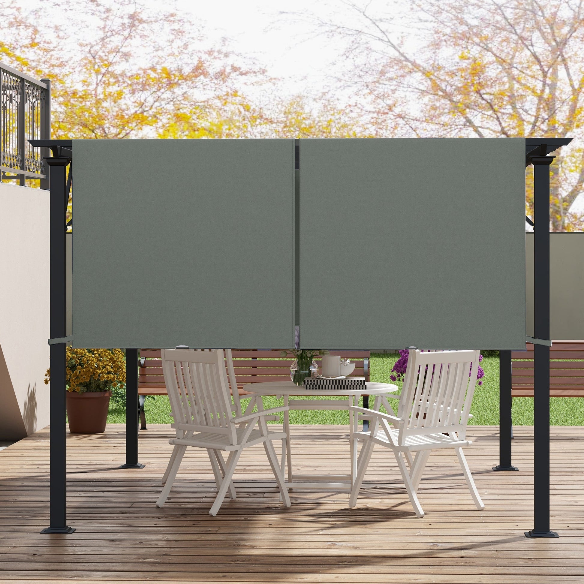 2 PCS Pergola Canopy Replacement, 4.9 x 1.2m UV Protection Pergola Cover, Easy to Install, for 3 x 3(m) Pergola, Dark Grey