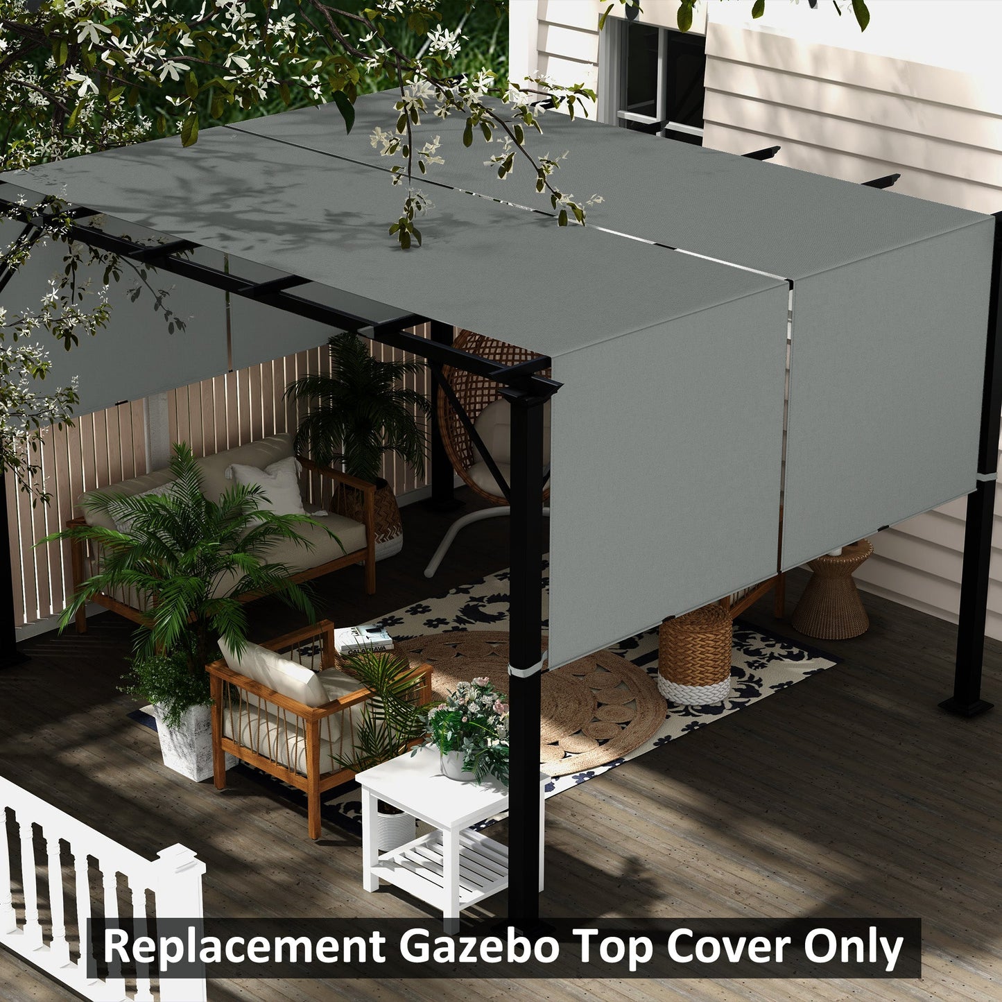 2 PCS Pergola Canopy Replacement, 4.9 x 1.2m UV Protection Pergola Cover, Easy to Install, for 3 x 3(m) Pergola, Dark Grey