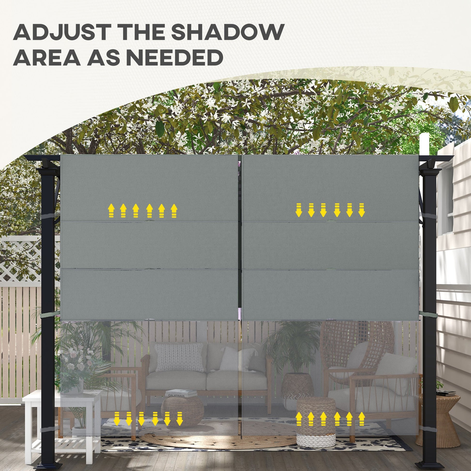 2 PCS Pergola Canopy Replacement, 4.9 x 1.2m UV Protection Pergola Cover, Easy to Install, for 3 x 3(m) Pergola, Dark Grey