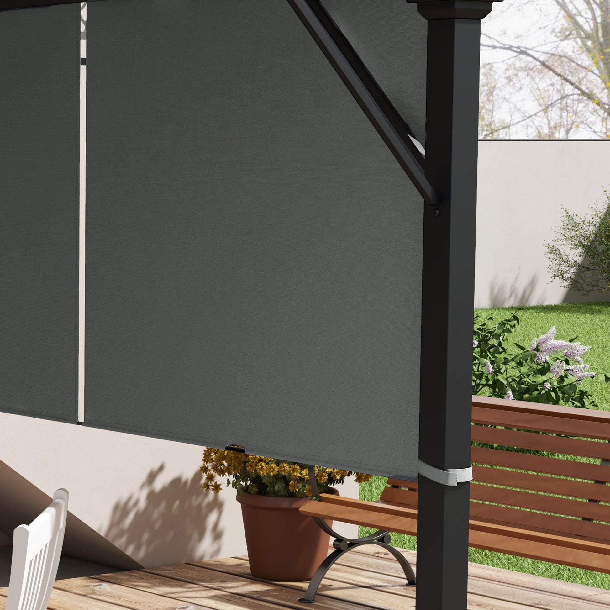 2 PCS Pergola Canopy Replacement, 4.9 x 1.2m UV Protection Pergola Cover, Easy to Install, for 3 x 3(m) Pergola, Dark Grey