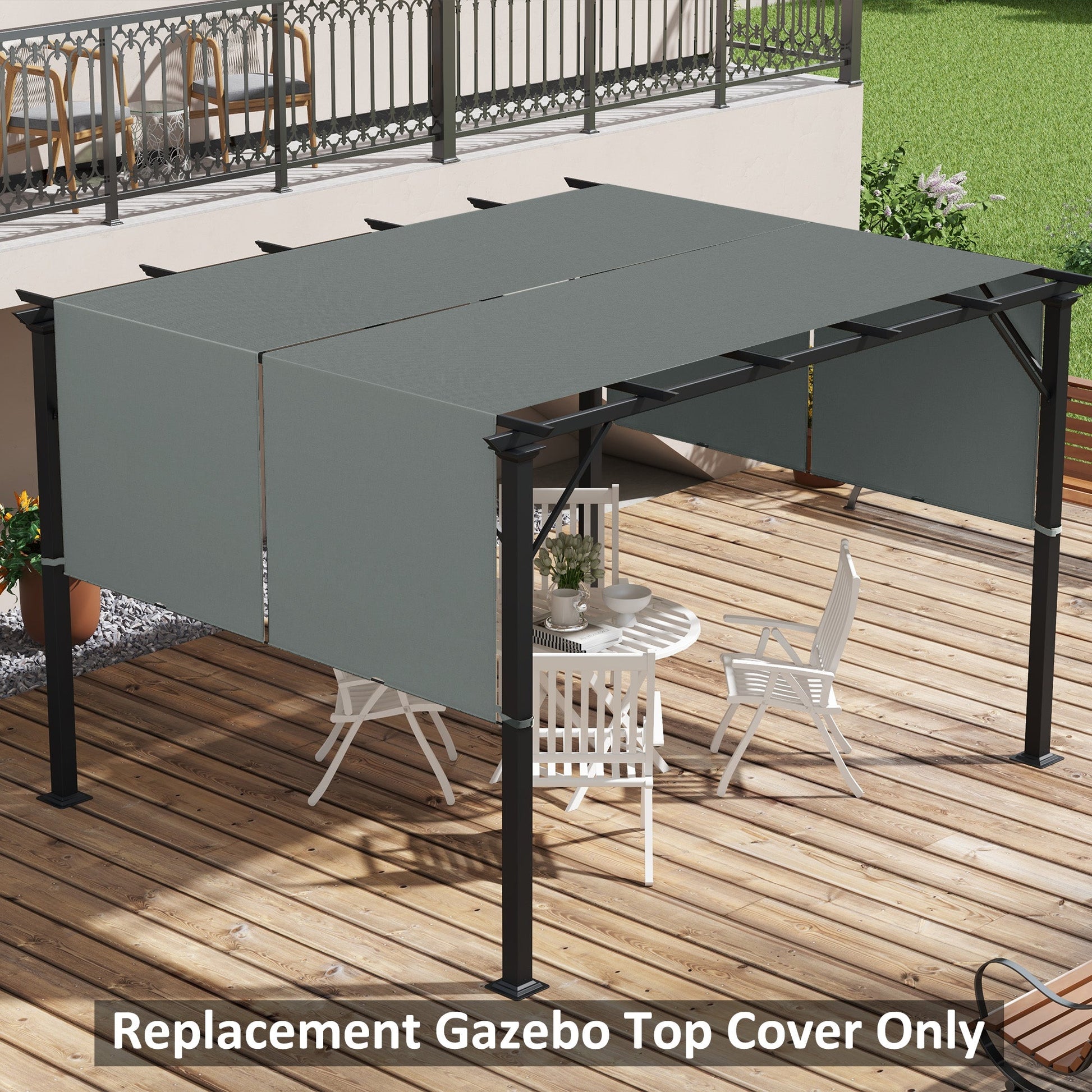 2 PCS Pergola Canopy Replacement, 4.9 x 1.2m UV Protection Pergola Cover, Easy to Install, for 3 x 3(m) Pergola, Dark Grey