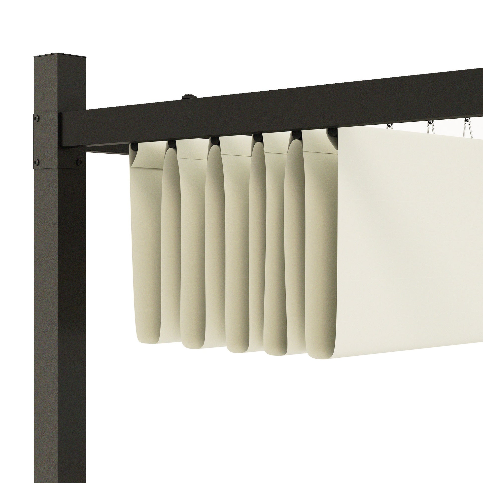 3 x 3(m) Metal Pergola with Retractable Roof and Magnetic Fixture, Outdoor Gazebo Garden Pergola Kit Sun Shade Canopy, UPF30+, 80mm Metal Column, Cream White