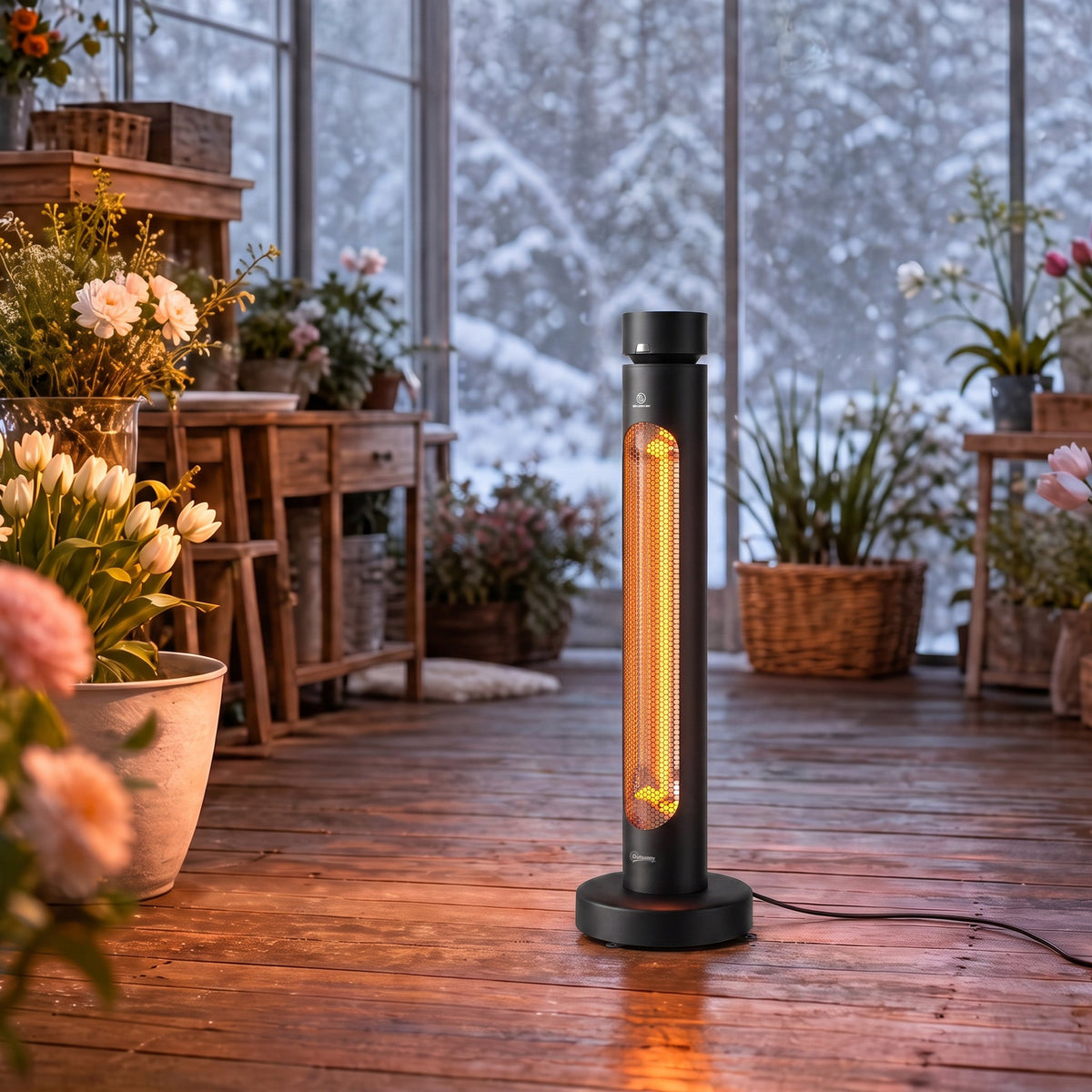 2000 W Electric Infrared Patio Heater, Free Standing Oscillating Outdoor Garden Heater with Knob/Remote Control, 8 Heat Settings, 8H Timer, IP45, Tip-over Protection, Black