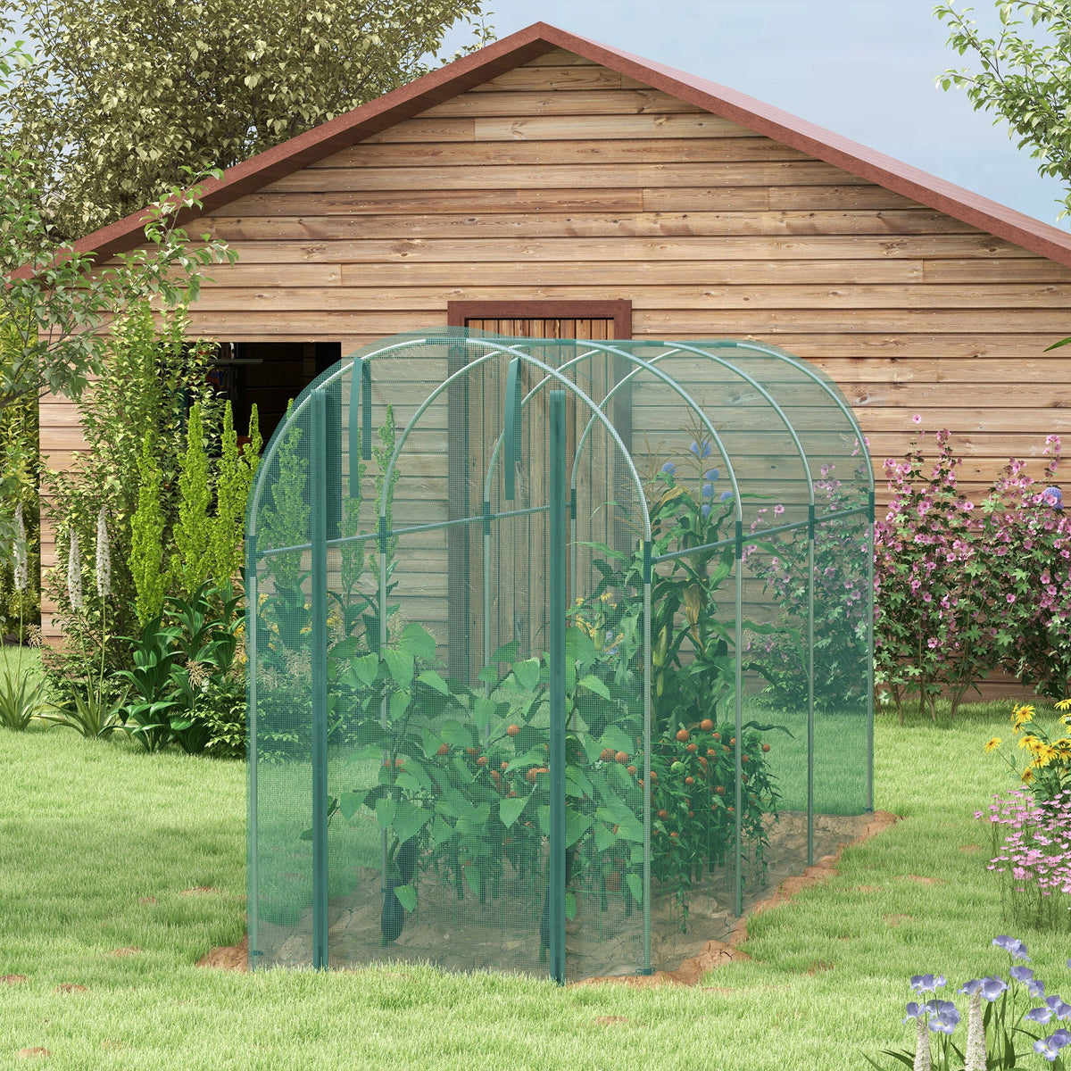 Fruit Cage Bird Netting, Heavy Duty Fruit and Vegetable Protection Tent with Zipped Door, Anti Bird, Insects, Small Animals, 1.2 x 3.6 x 1.9m, Green