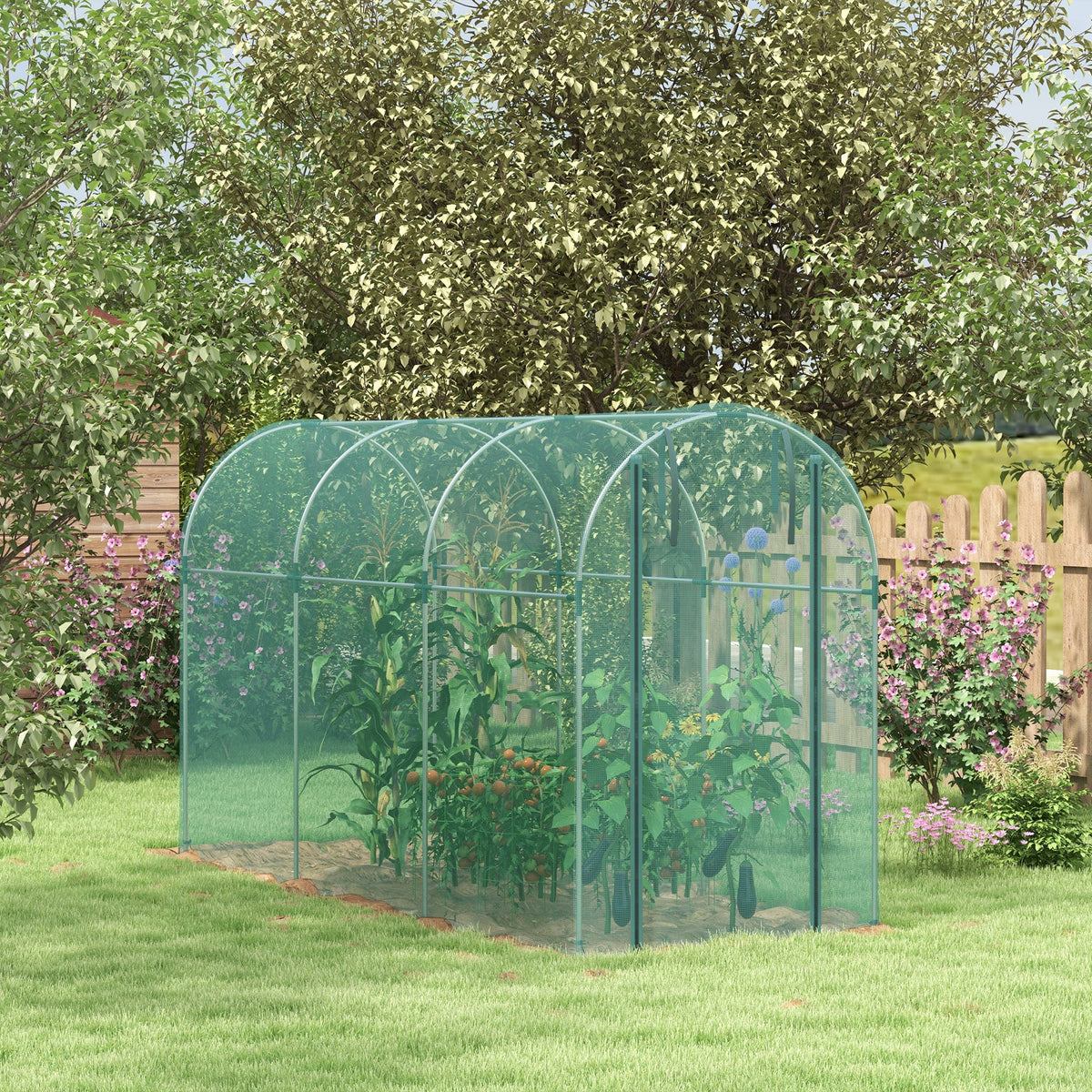 Fruit Cage Bird Netting, Heavy Duty Fruit and Vegetable Protection Tent with Zipped Door, Anti Bird, Insects, Small Animals, 1.2 x 3.6 x 1.9m, Green