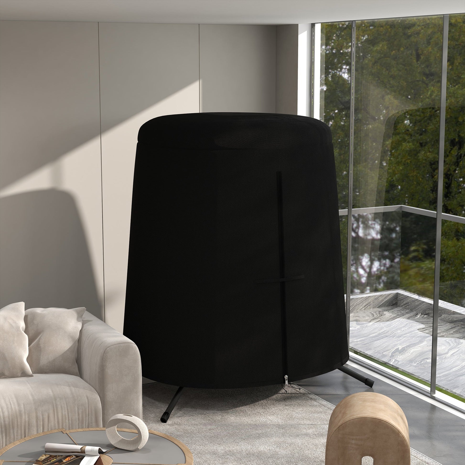 Hanging Egg Chair Cover, Outdoor Single Swing Chair Cover, Waterproof Anti-dust Furniture Protector with Zipper, 300D Oxford Fabric for 200 x 230 cm Stand, Black
