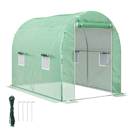 3L x 2W x 2H m Polytunnel Greenhouse, Walk-in Polytunnel Outdoor Garden Flower Vegetable Planter with Zipped Door