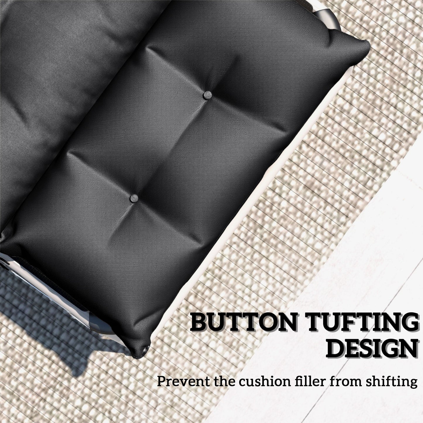 Sun Lounger Cushions Only, 190x56x10cm Garden Lounge Chair Cushions Set of 2, UPF20+ 220gsm Fabric, Thick Sunbed Replacement Pads with 6 Ties, Dark Grey