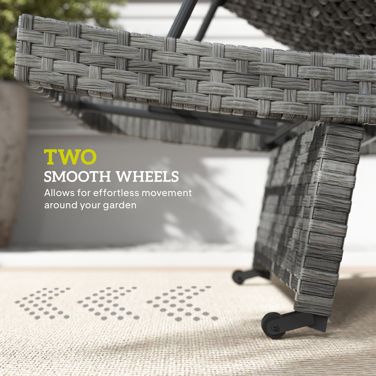 Outdoor PE Rattan Sun Lounger, Folding Wicker Garden Lounger Recliner with 4-Level Adjustable Backrest, Rolling Sunbed Lounge Chair with Wheels, Non-Slip Legs for Balcony, Beach, Mixed-grey