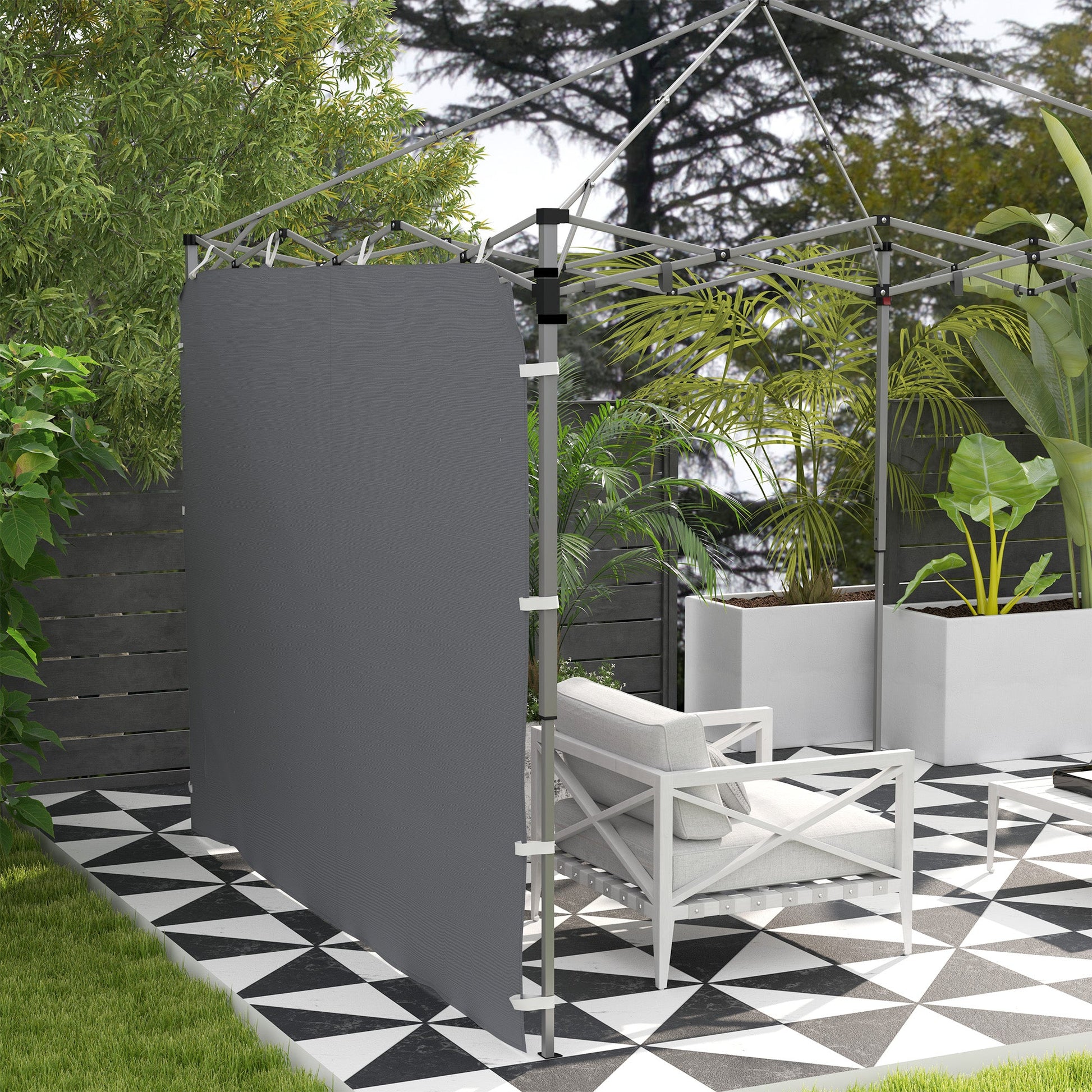 Gazebo Side Panel, Canopy Sidewall Panel with 4 Mesh Bags and 2 Storage Pockets for 3 x 3 m Straight Leg Pop Up Gazebos, 1 Pack Sidewall Only, Grey
