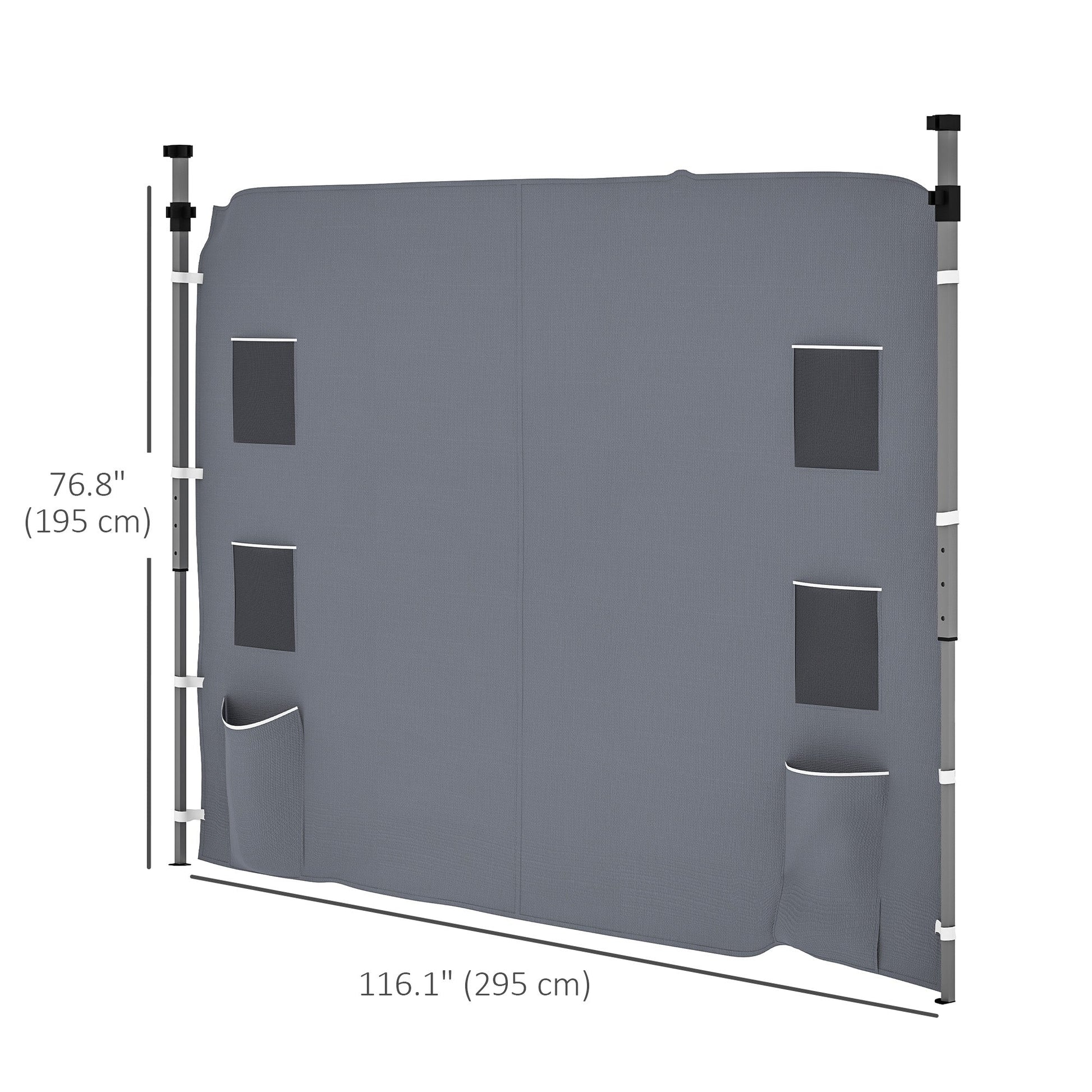 Gazebo Side Panel, Canopy Sidewall Panel with 4 Mesh Bags and 2 Storage Pockets for 3 x 3 m Straight Leg Pop Up Gazebos, 1 Pack Sidewall Only, Grey