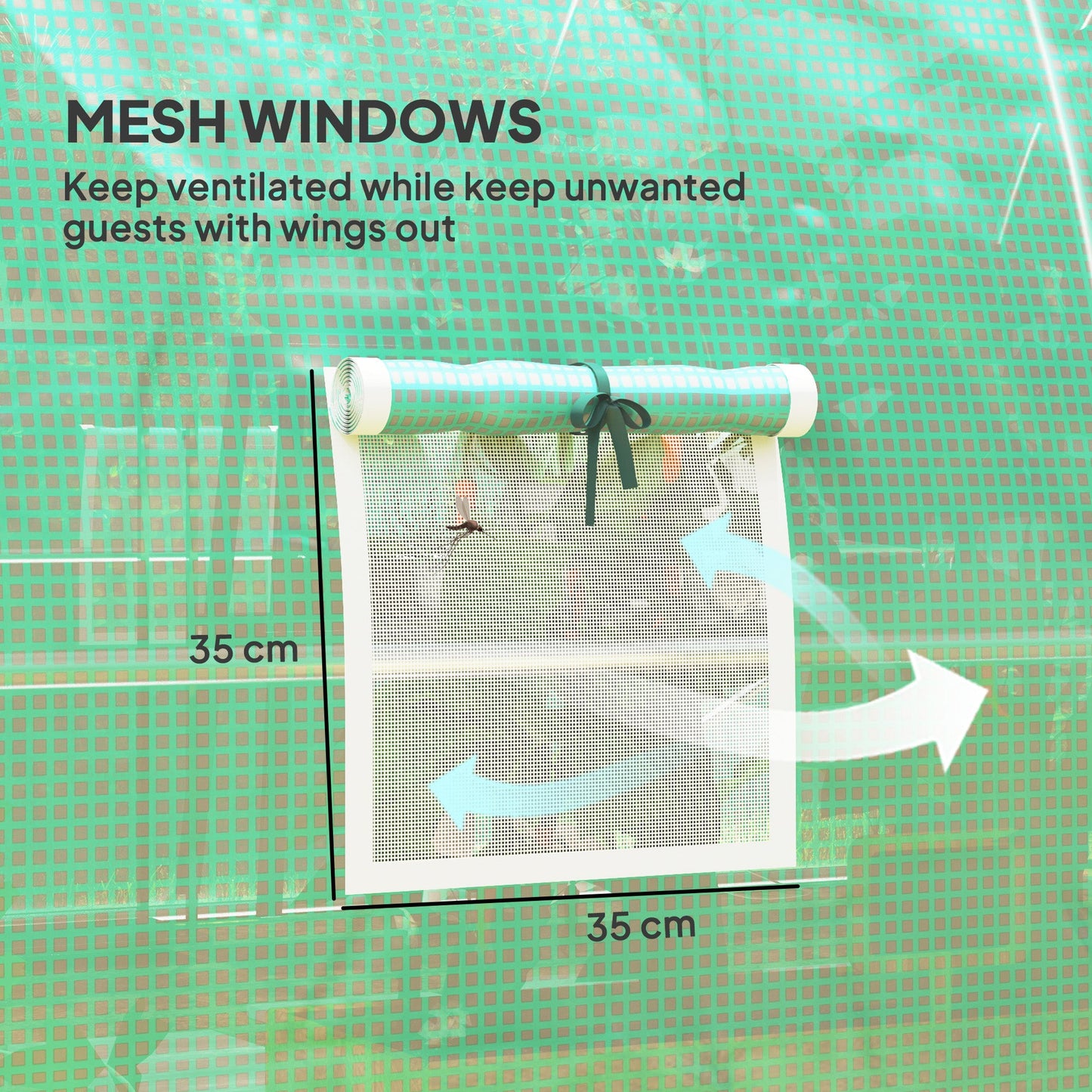 4 x 3(m) Walk-in Polytunnel Greenhouse with Upgraded Structure, 2 Hinged Doors, 8 Mesh Windows, Tunnel Warm House Tent with UV-resistant PE Cover, Green